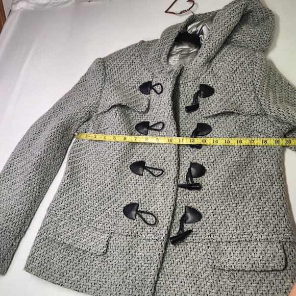 🌸Kensie Stylish Women’s Large Gray Toggle Hooded Coat – Polyester/Wool Blend - Picture 8 of 10